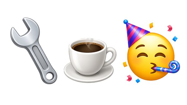 Emoji Bild mit Schraubenschlüssel-Kaffee-Party Emoji Bild mit Schraubenschlüssel-Kaffee-Party